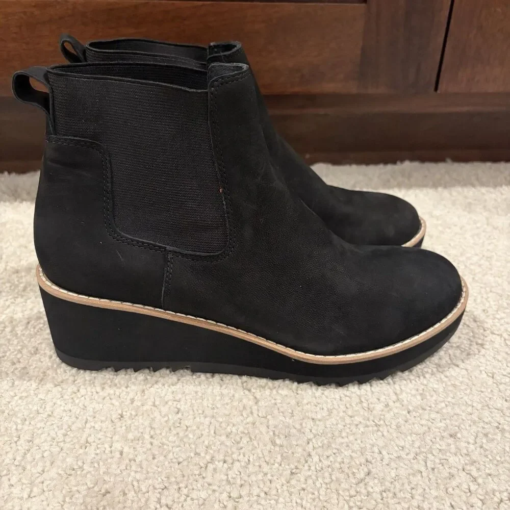 New Eileen Fisher Lilou Nick Recycled Stretch Knit Bootie Wedge Platform Women 7